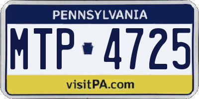 PA license plate MTP4725