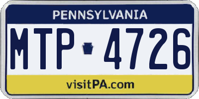 PA license plate MTP4726