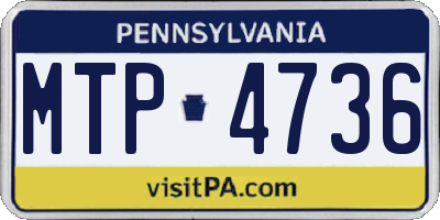 PA license plate MTP4736
