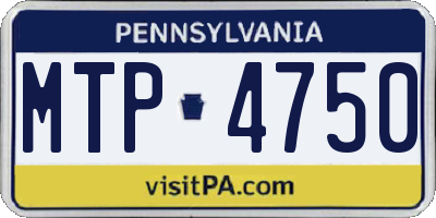 PA license plate MTP4750
