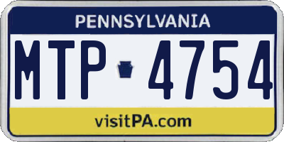 PA license plate MTP4754