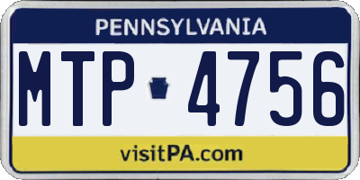PA license plate MTP4756