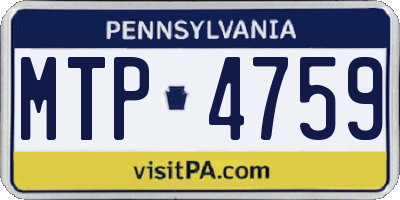 PA license plate MTP4759