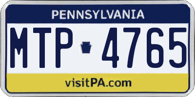 PA license plate MTP4765