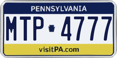 PA license plate MTP4777