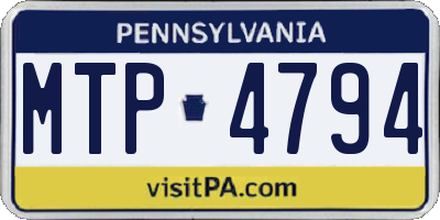 PA license plate MTP4794