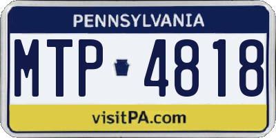 PA license plate MTP4818