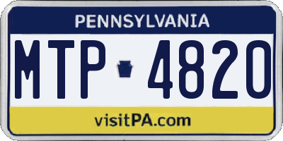 PA license plate MTP4820