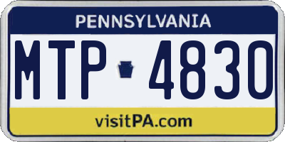 PA license plate MTP4830