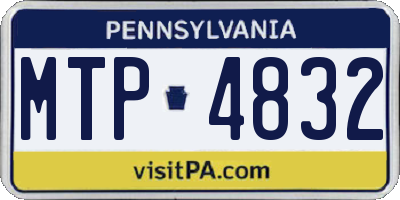 PA license plate MTP4832