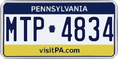 PA license plate MTP4834