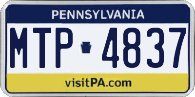 PA license plate MTP4837
