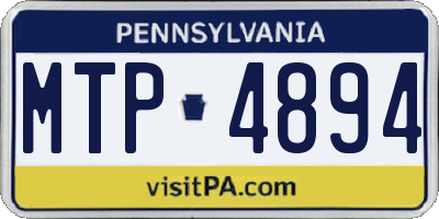 PA license plate MTP4894