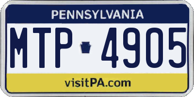 PA license plate MTP4905