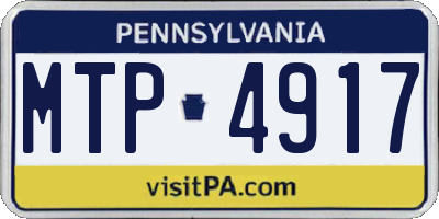 PA license plate MTP4917
