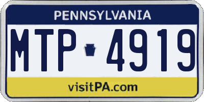PA license plate MTP4919