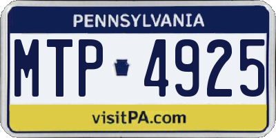 PA license plate MTP4925