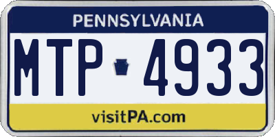 PA license plate MTP4933