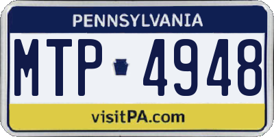 PA license plate MTP4948