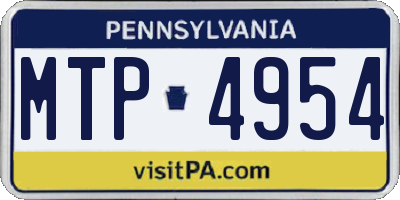 PA license plate MTP4954