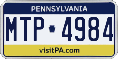 PA license plate MTP4984