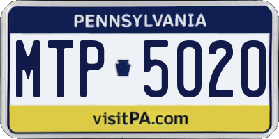 PA license plate MTP5020