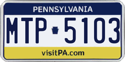 PA license plate MTP5103