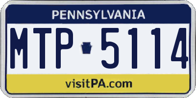 PA license plate MTP5114