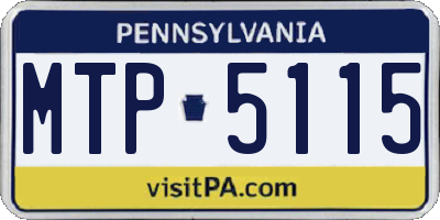 PA license plate MTP5115
