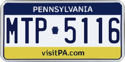 PA license plate MTP5116