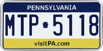 PA license plate MTP5118
