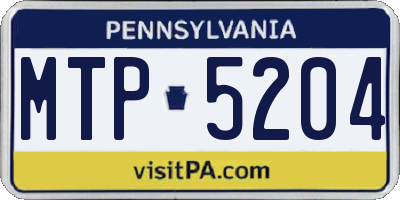 PA license plate MTP5204