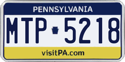 PA license plate MTP5218
