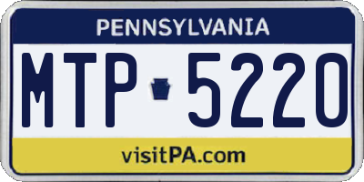 PA license plate MTP5220