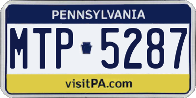 PA license plate MTP5287