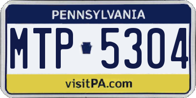 PA license plate MTP5304