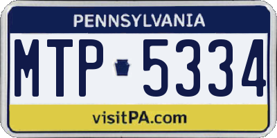 PA license plate MTP5334