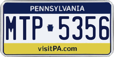 PA license plate MTP5356