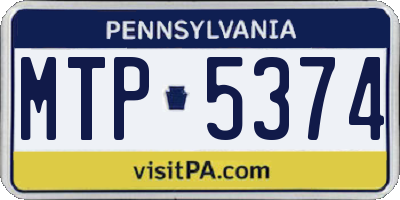 PA license plate MTP5374