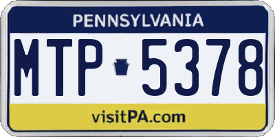PA license plate MTP5378