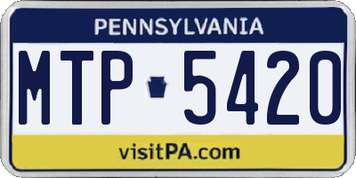 PA license plate MTP5420