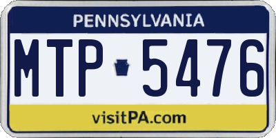 PA license plate MTP5476