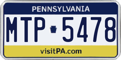 PA license plate MTP5478