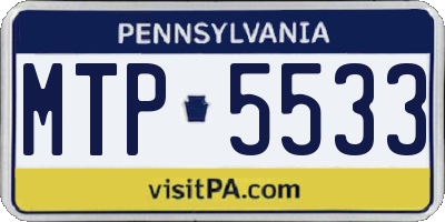 PA license plate MTP5533