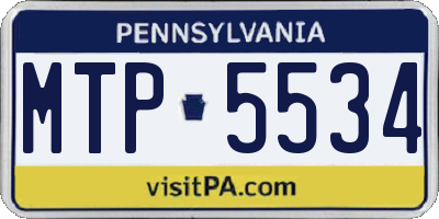 PA license plate MTP5534