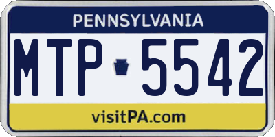 PA license plate MTP5542