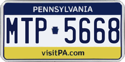 PA license plate MTP5668