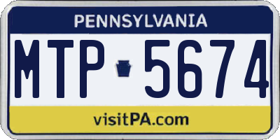 PA license plate MTP5674