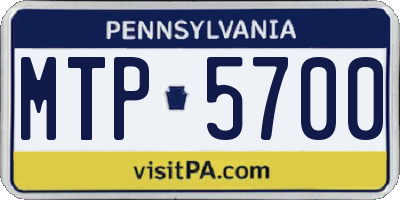 PA license plate MTP5700