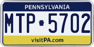 PA license plate MTP5702